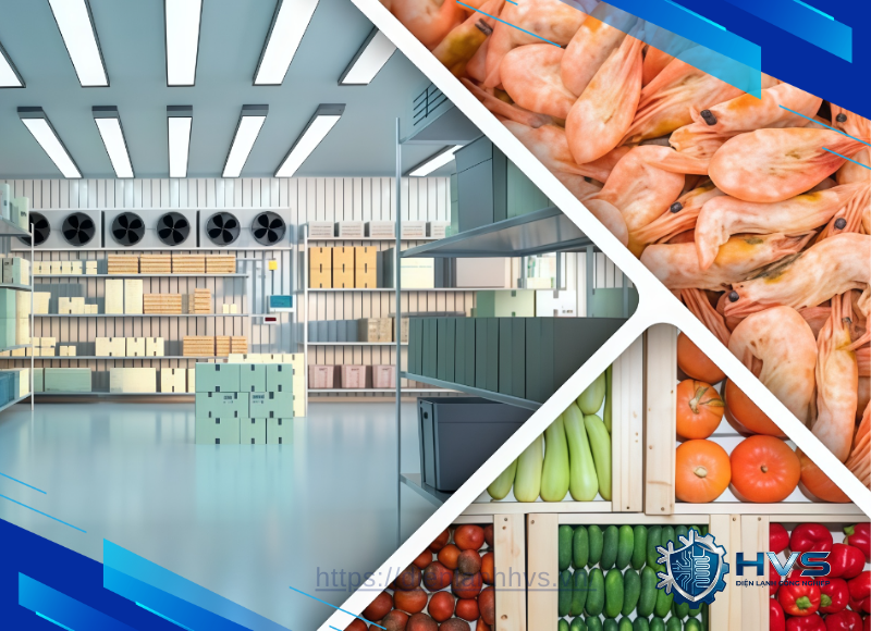 Hệ thống dãy kho lạnh công nghiệp hiện đại do HVS thiết kế, lắp đặt với kết cấu cửa trượt chuyên dụng